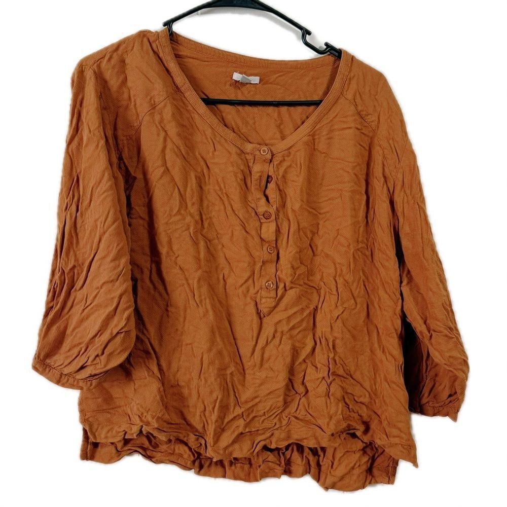 Ecote Cinnamon Brown Relaxed Ruffled Blouse